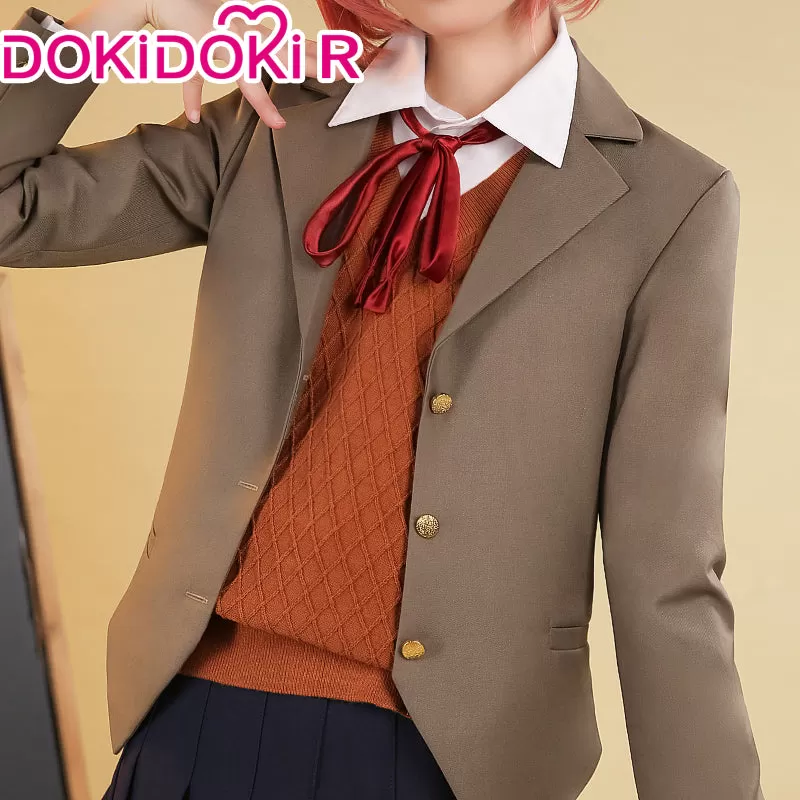 【 Ready For Ship】【Size S-XXL】DokiDoki-R GAME DokiDoki Literature Club Cosplay Sayori/Natsuki/Yuri/Monika Costume School Uniform/ Shoes Halloween  DDLC