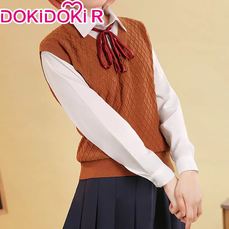 【 Ready For Ship】【Size S-XXL】DokiDoki-R GAME DokiDoki Literature Club Cosplay Sayori/Natsuki/Yuri/Monika Costume School Uniform/ Shoes Halloween  DDLC