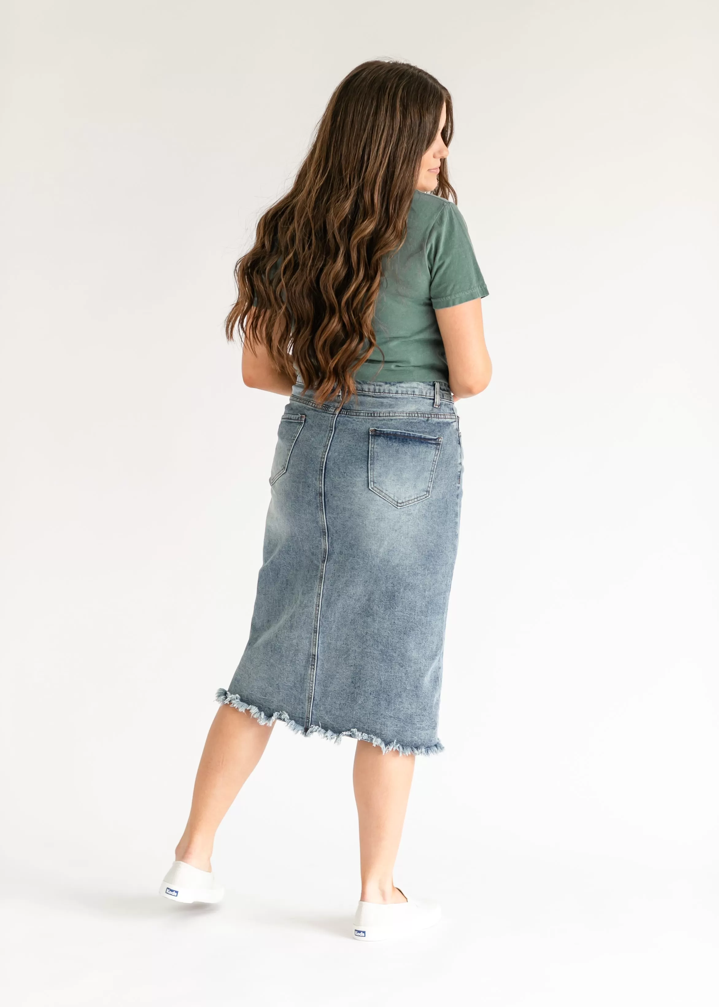 Avril A-Line Midi Denim Skirt - FINAL SALE