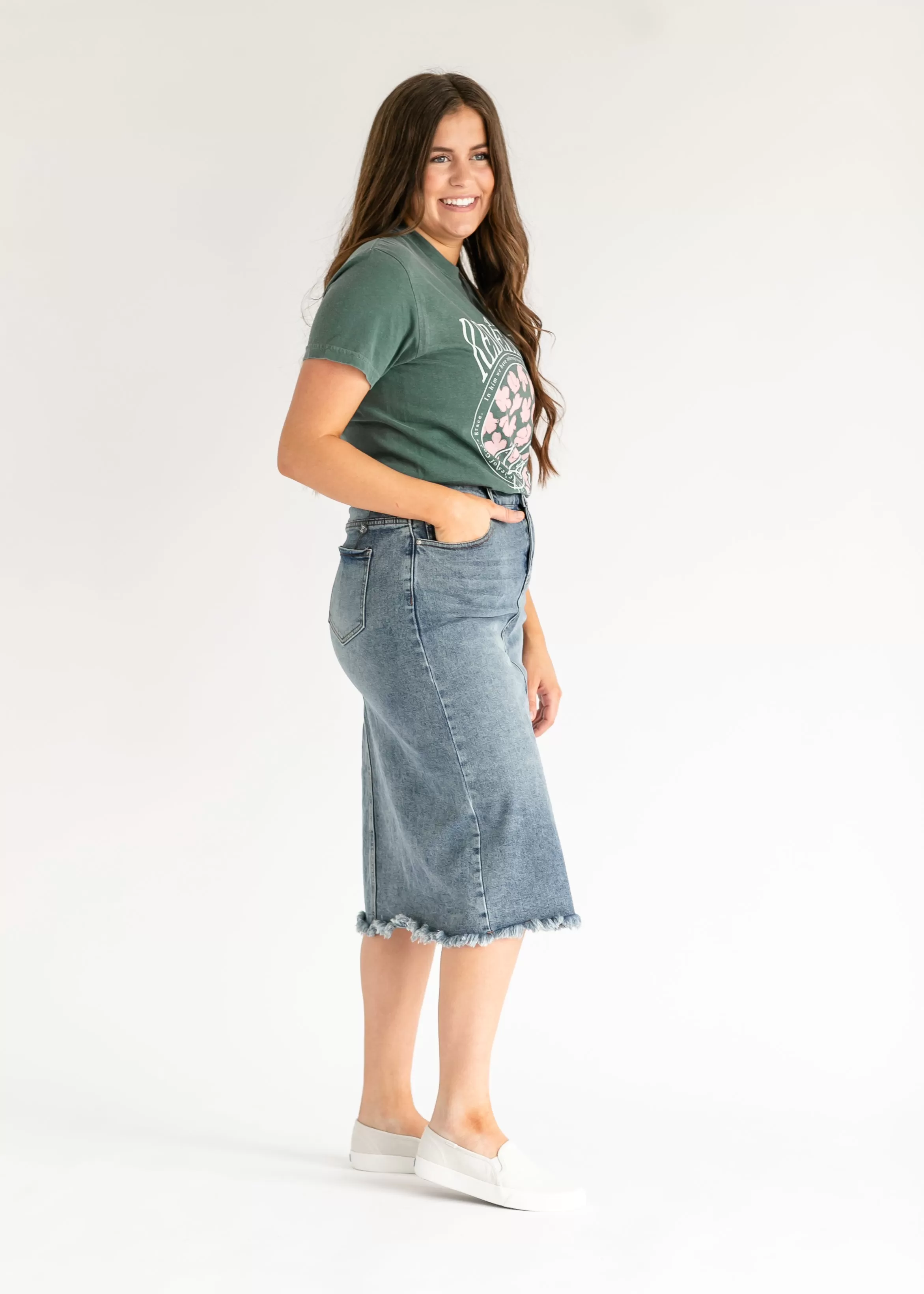 Avril A-Line Midi Denim Skirt - FINAL SALE