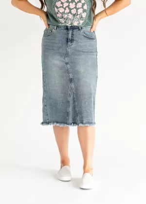 Avril A-Line Midi Denim Skirt - FINAL SALE