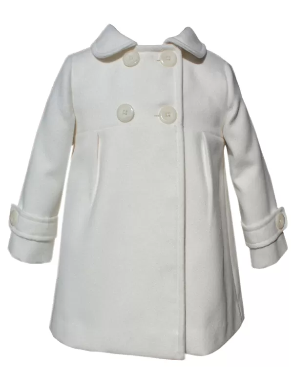 Baby Girls Fall and Winter Double Breasted Snow White Coat 12m