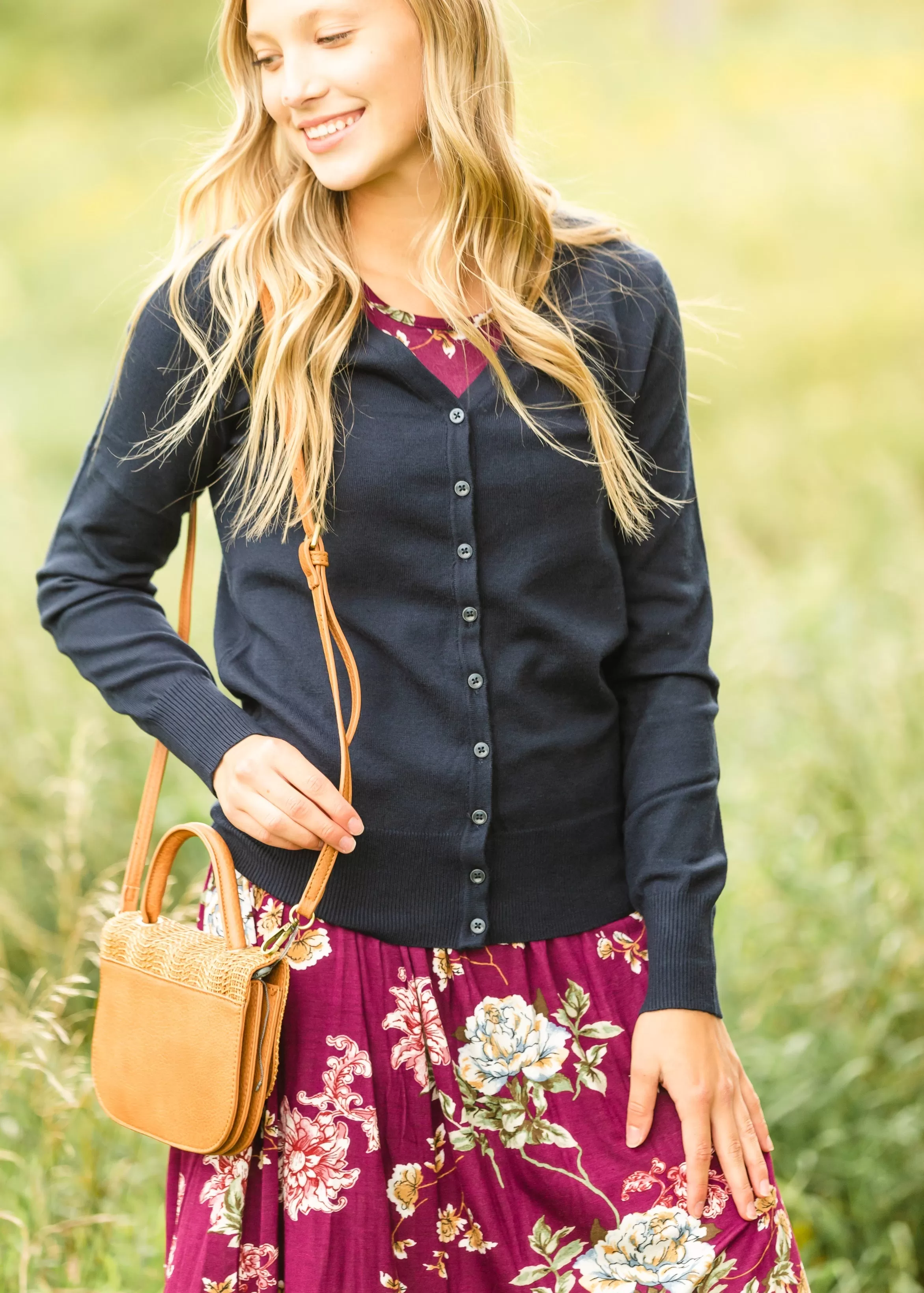 Basic   Classic Navy Cardigan