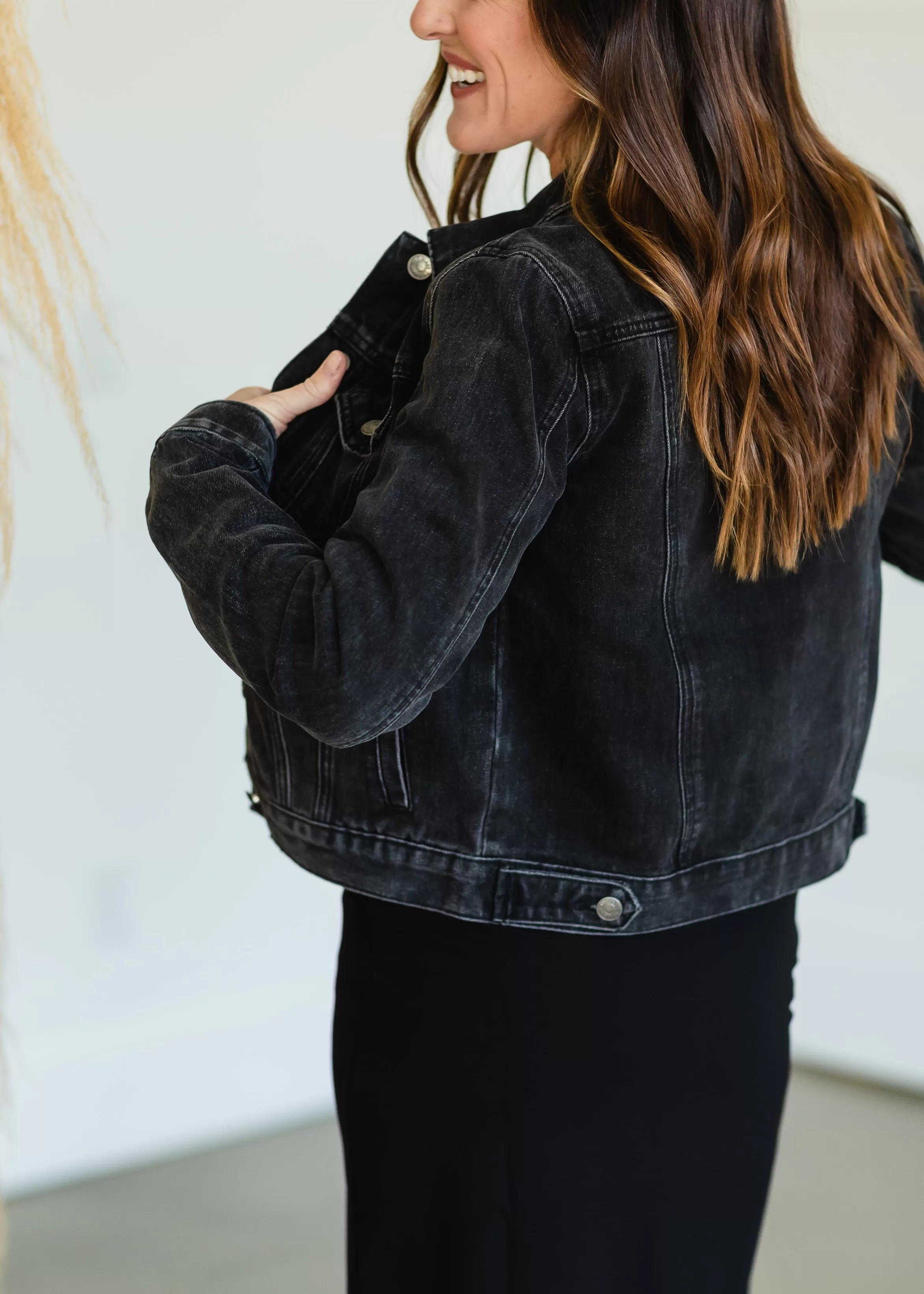 Black Distressed Denim Jacket - FINAL SALE