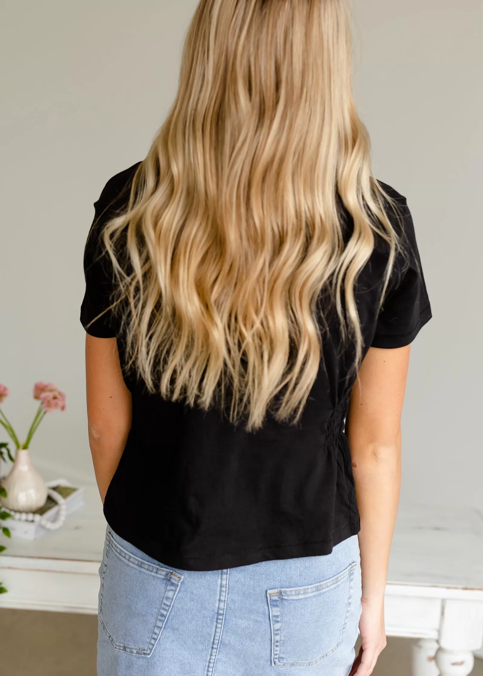 Black Knit Cinched Top - FINAL SALE