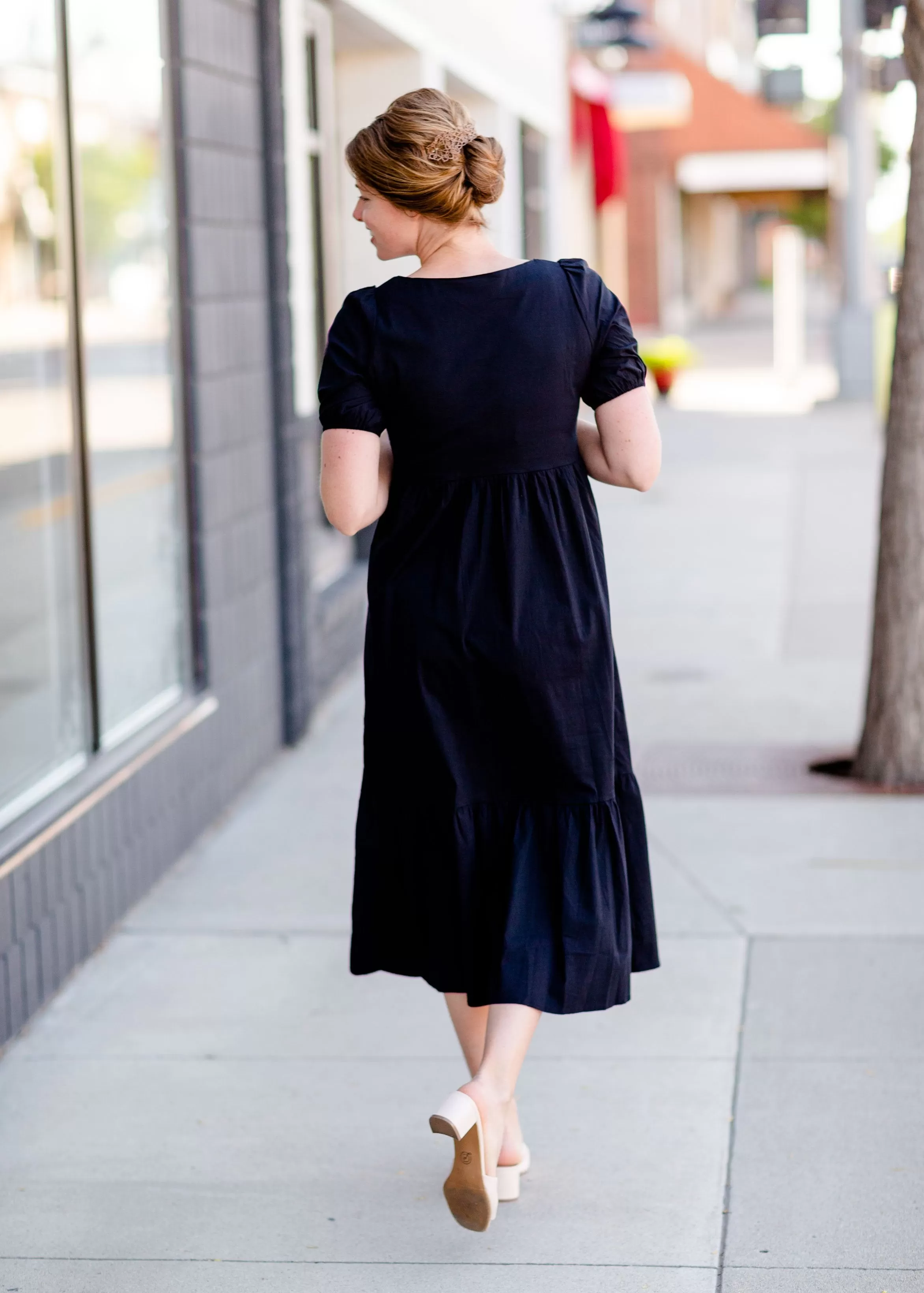 Black Square Neck Midi Dress - FINAL SALE