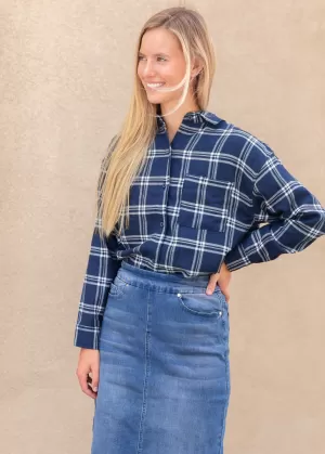 Blue Plaid Button Up - FINAL SALE