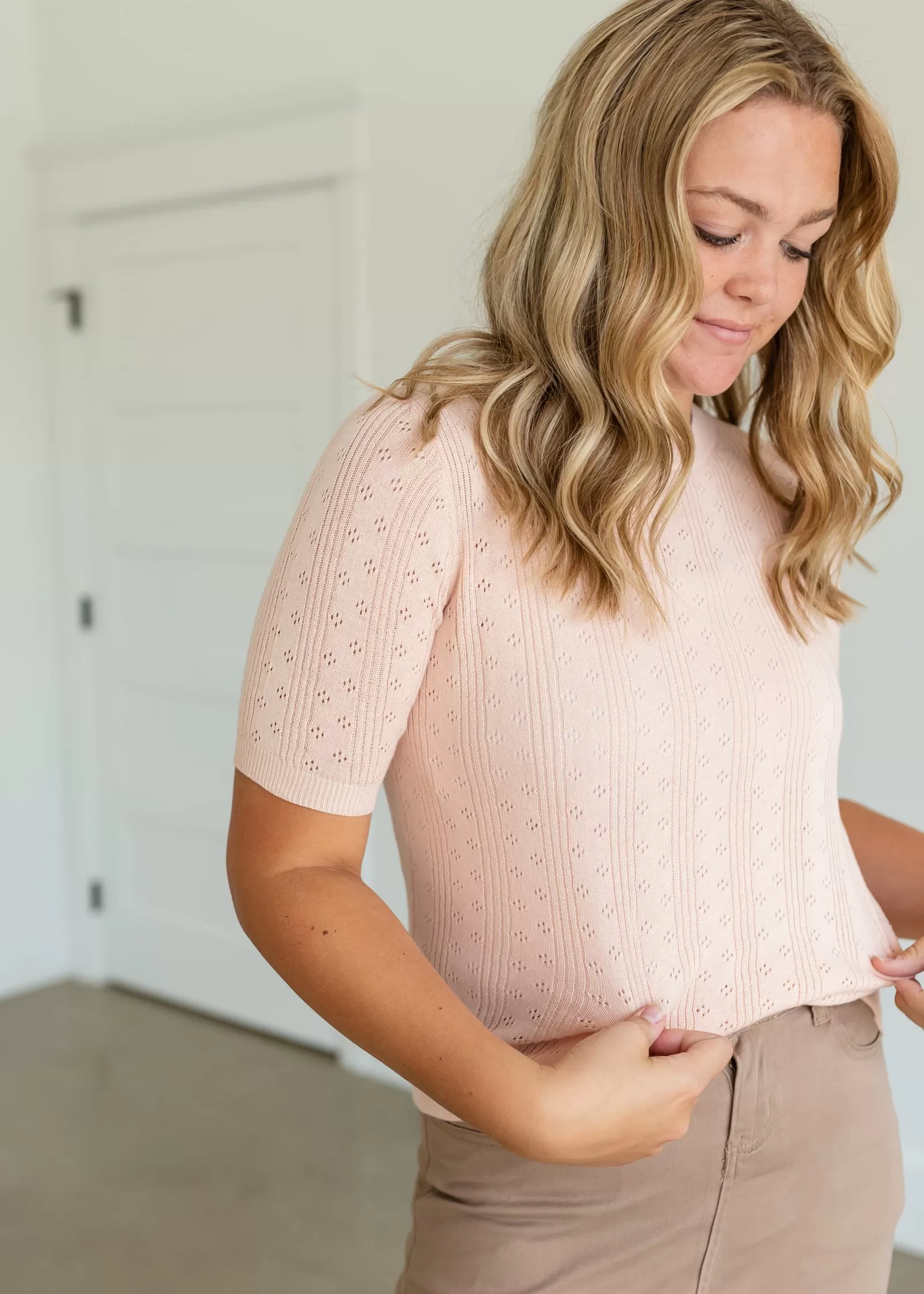 Blush Eyelet Sweater Tee - FINAL SALE