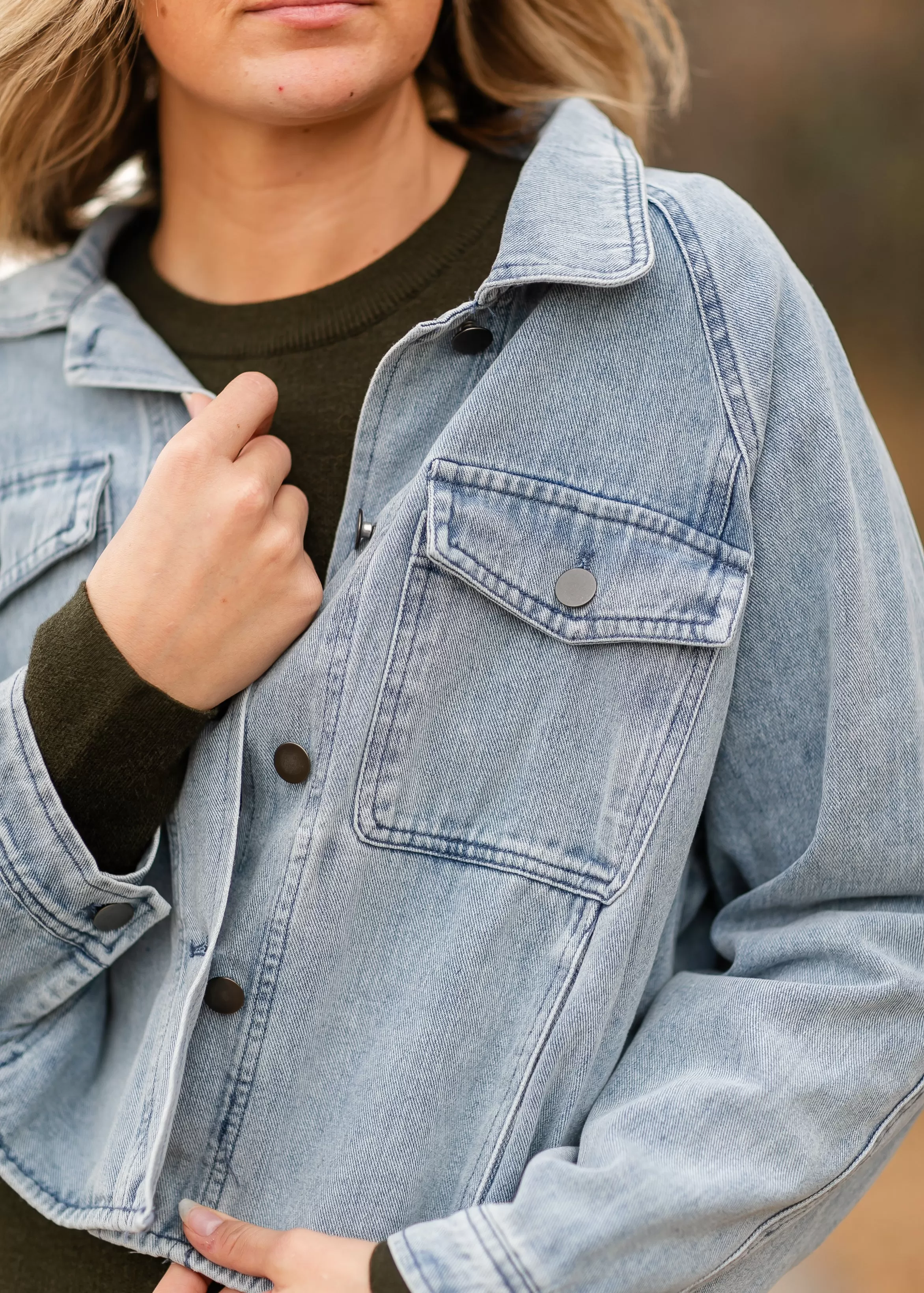 Bobbi High Low Denim Utility Jacket