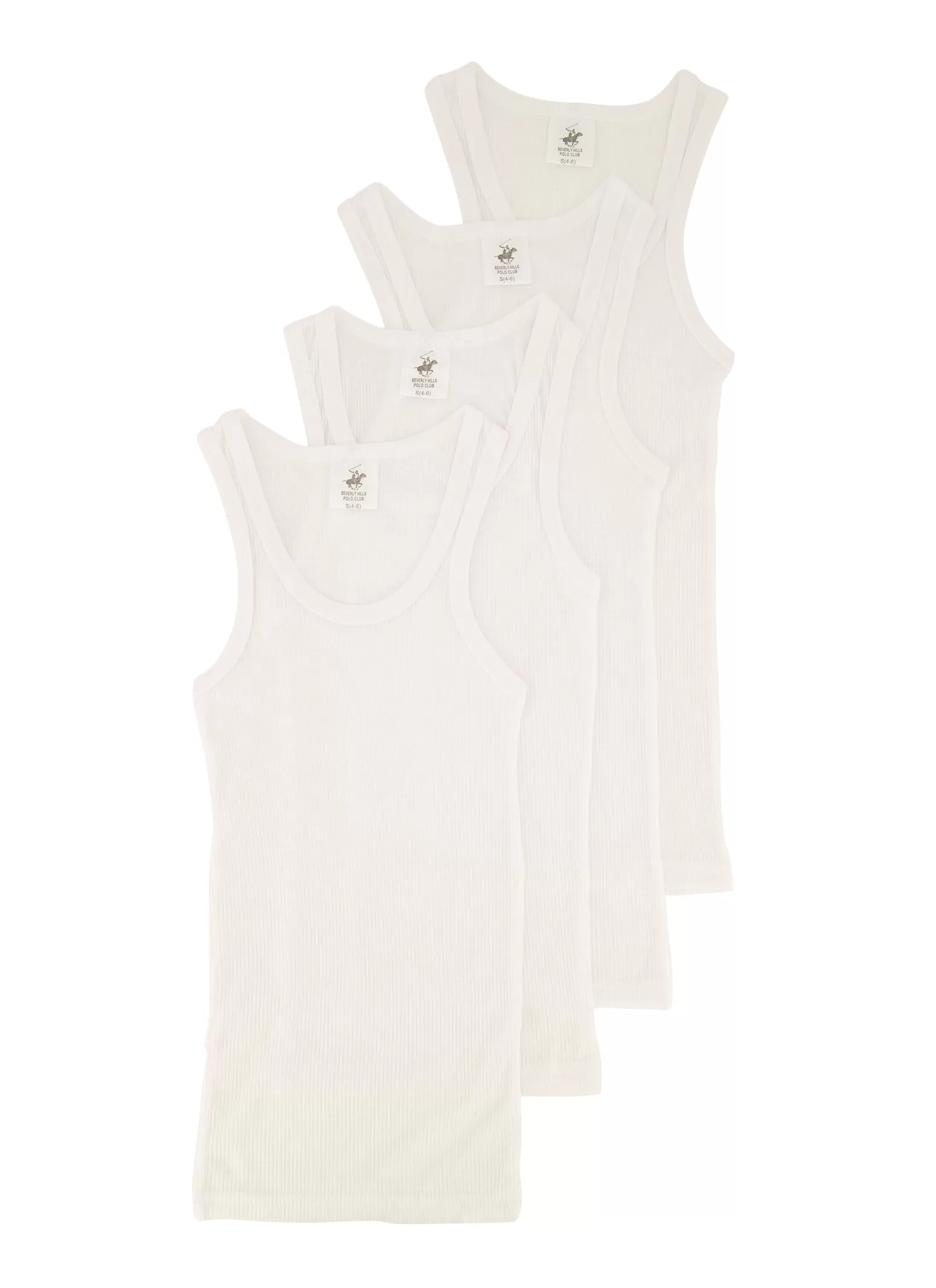 Boys 4 Pack Basic Ribbed Knit Tank Tops