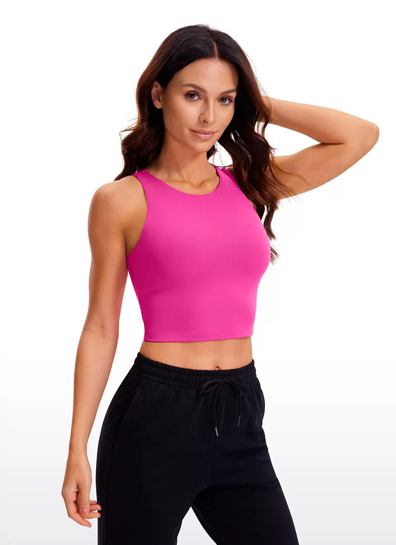 Butterluxe Cropped High Neck Tank Tops Wide Back