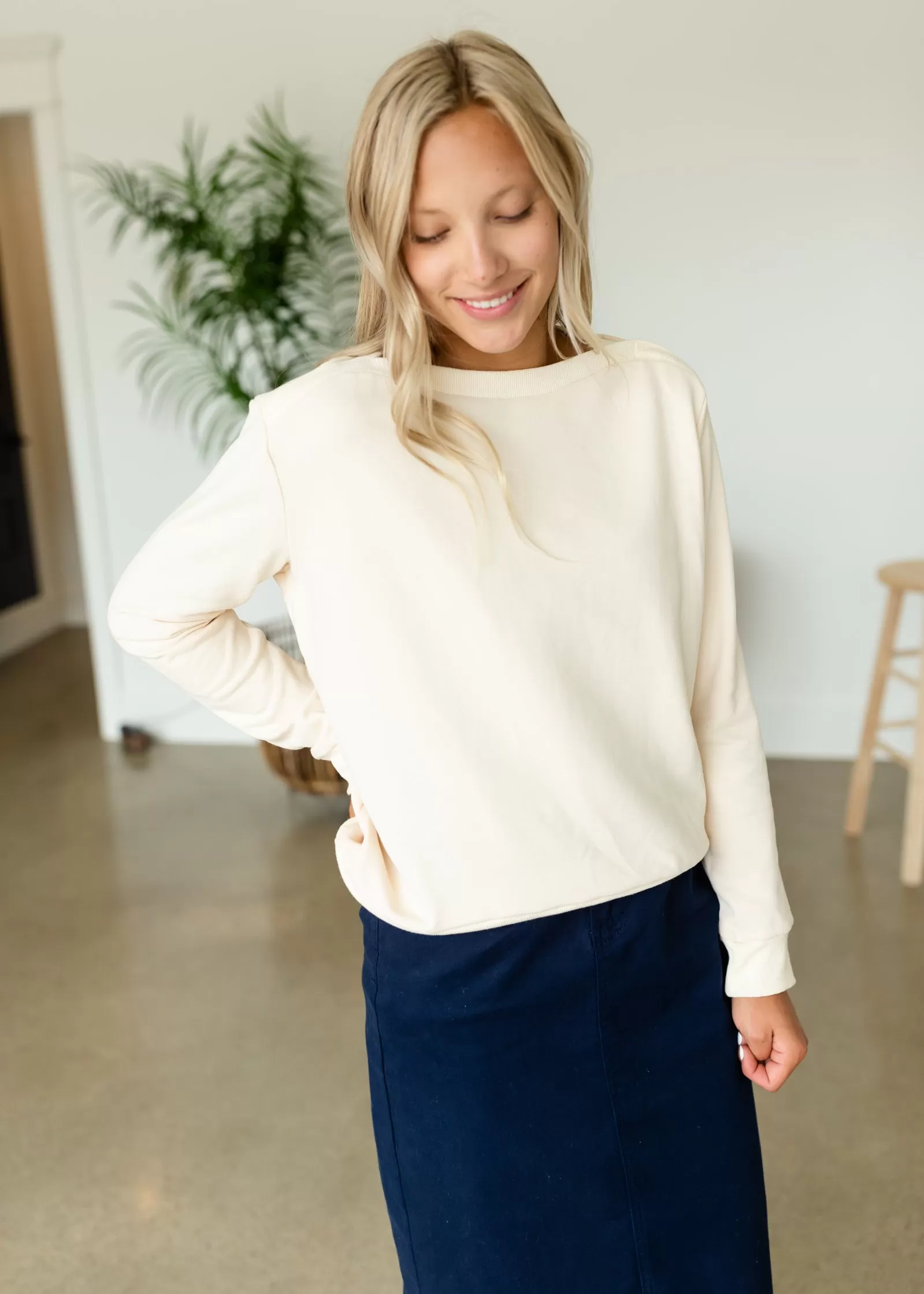 Button Neck Sweatshirt - FINAL SALE