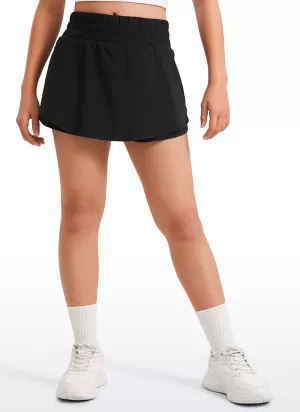 Feathery-Fit Soft Girls High Waisted 2 in 1 Flowy Shorts 2.5'' with Zip Pockets