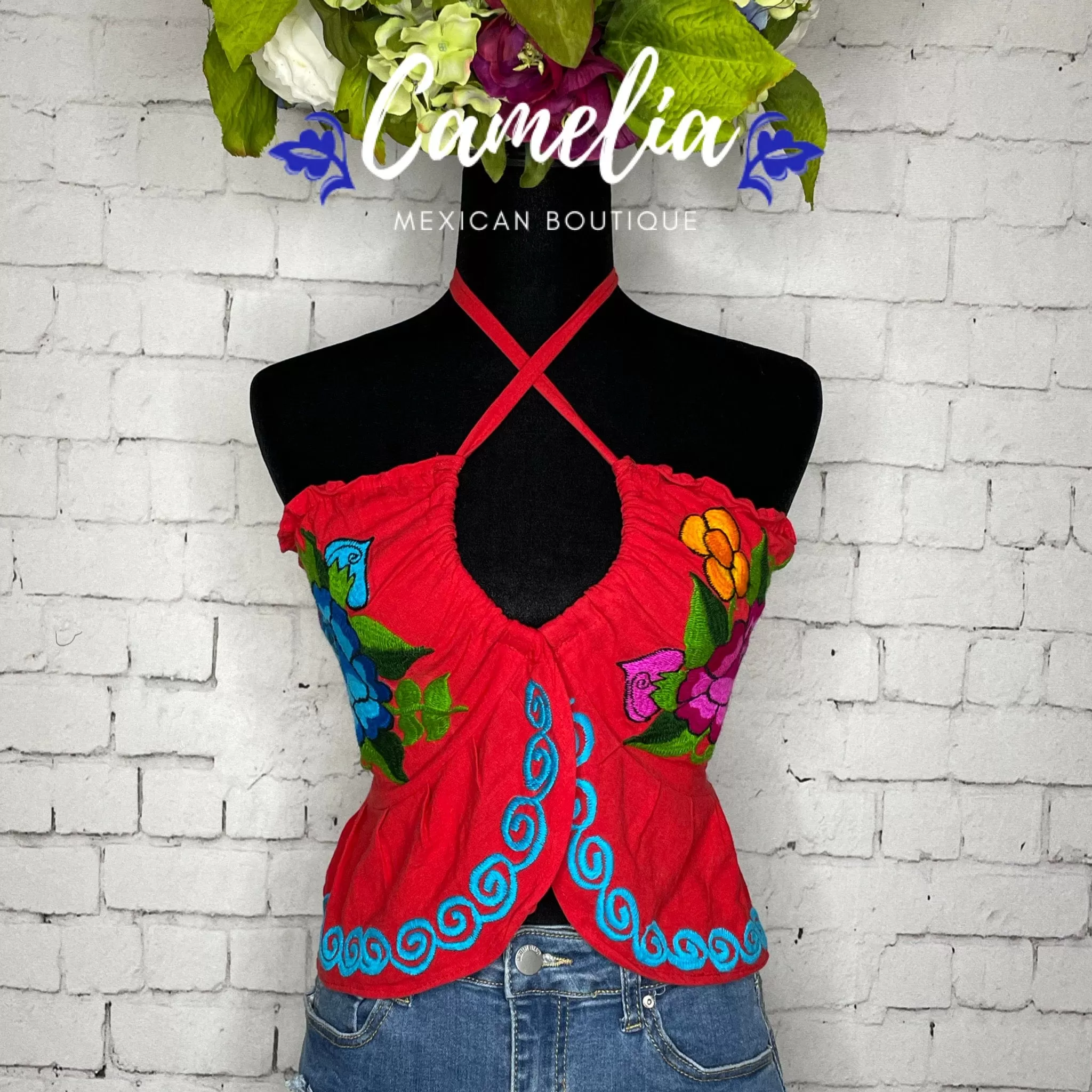 Halter Mexican Peplum Top Zinia