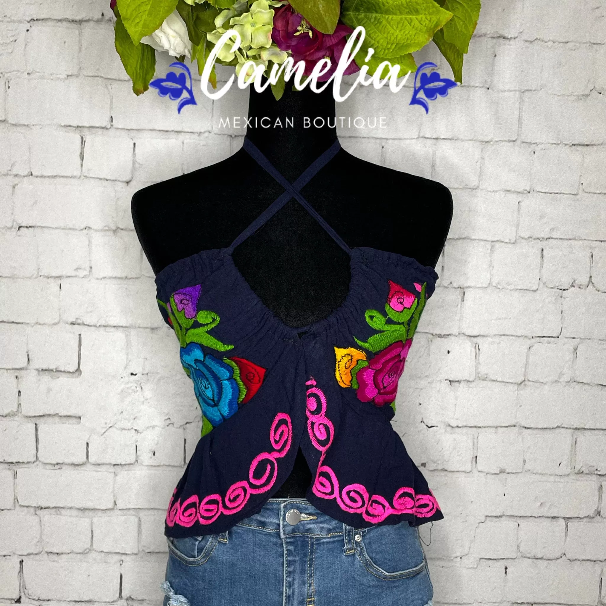 Halter Mexican Peplum Top Zinia