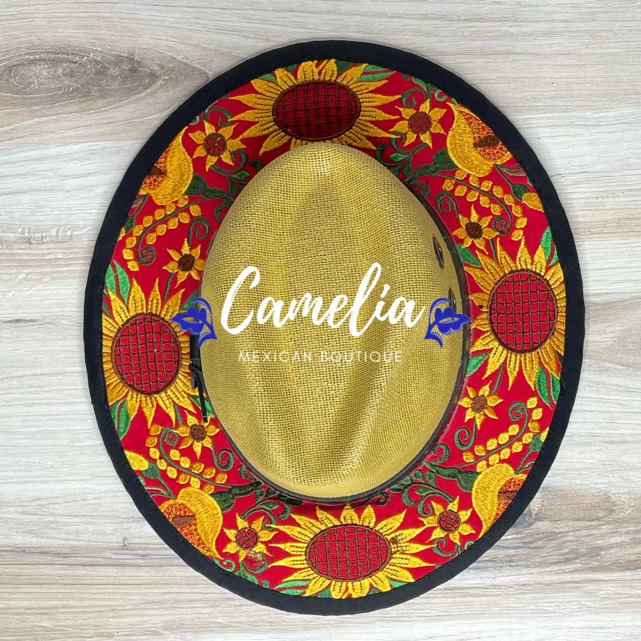 Mexican Embroidered Sun Hat Sunflowers