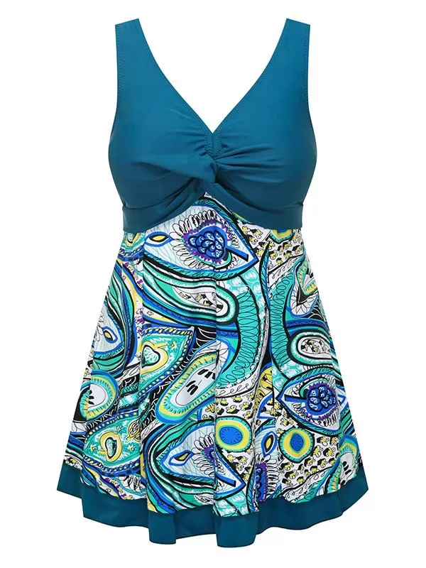 Modest Swimwear for Women and Slimming Peacock Skirted Swimdress