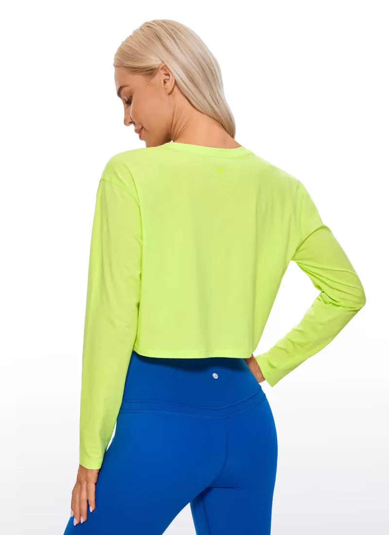 Pima Cotton Workout Cropped Long Sleeve