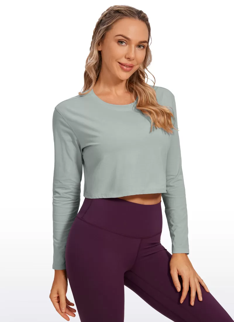 Pima Cotton Workout Cropped Long Sleeve