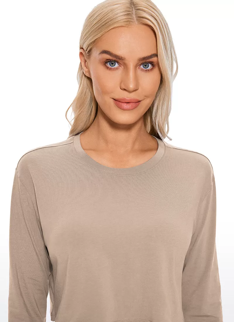 Pima Cotton Workout Cropped Long Sleeve