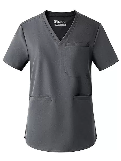 Scrubs Top for Women, V Neck Medical Uniform Shirts, Soft Stretch Workwear Easy Care with 4 Pockets