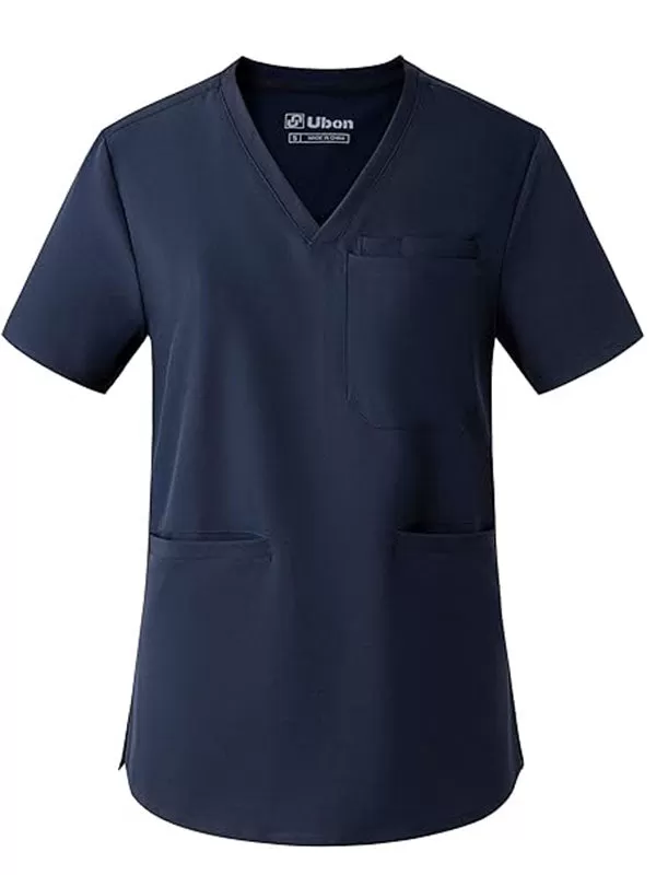 Scrubs Top for Women, V Neck Medical Uniform Shirts, Soft Stretch Workwear Easy Care with 4 Pockets