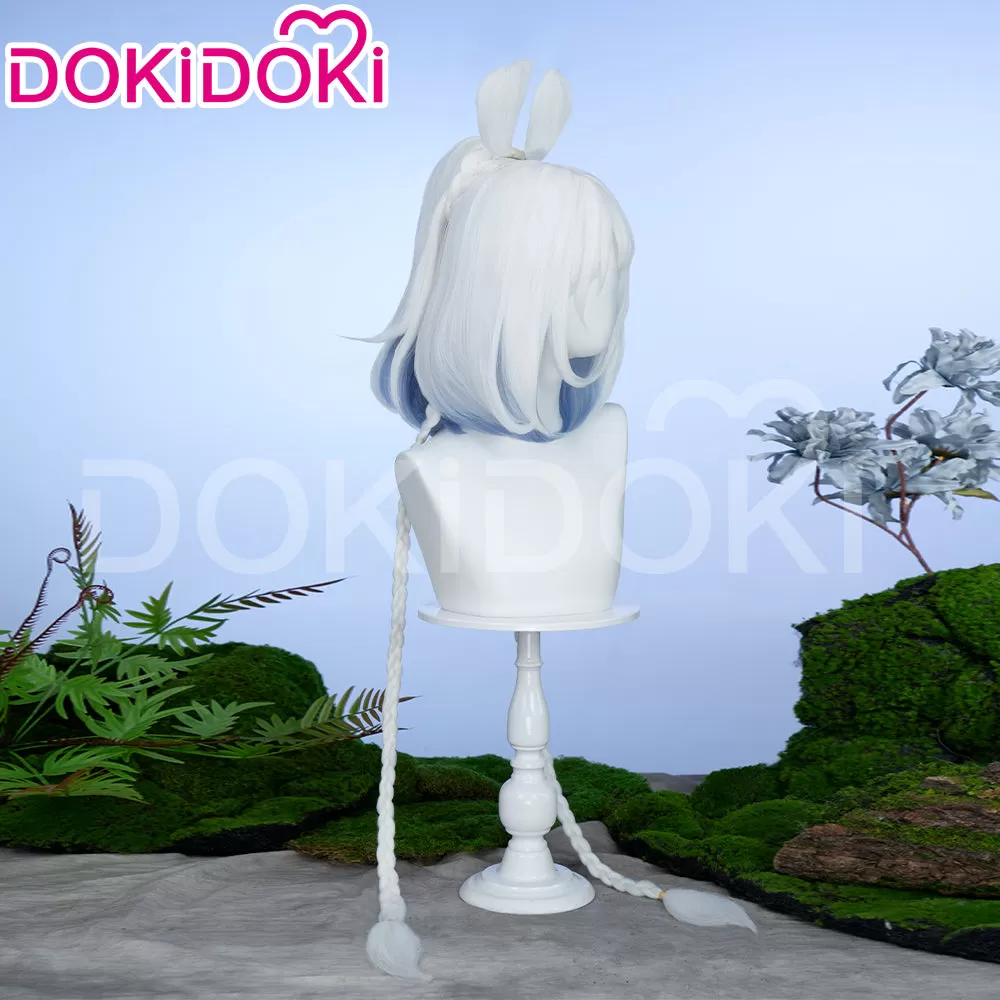 【Wig Ready For Ship】DokiDoki Game Genshin Impact Cosplay Mualani Wig / Accessories Headwear Long Straight White Blue Hair Natlan