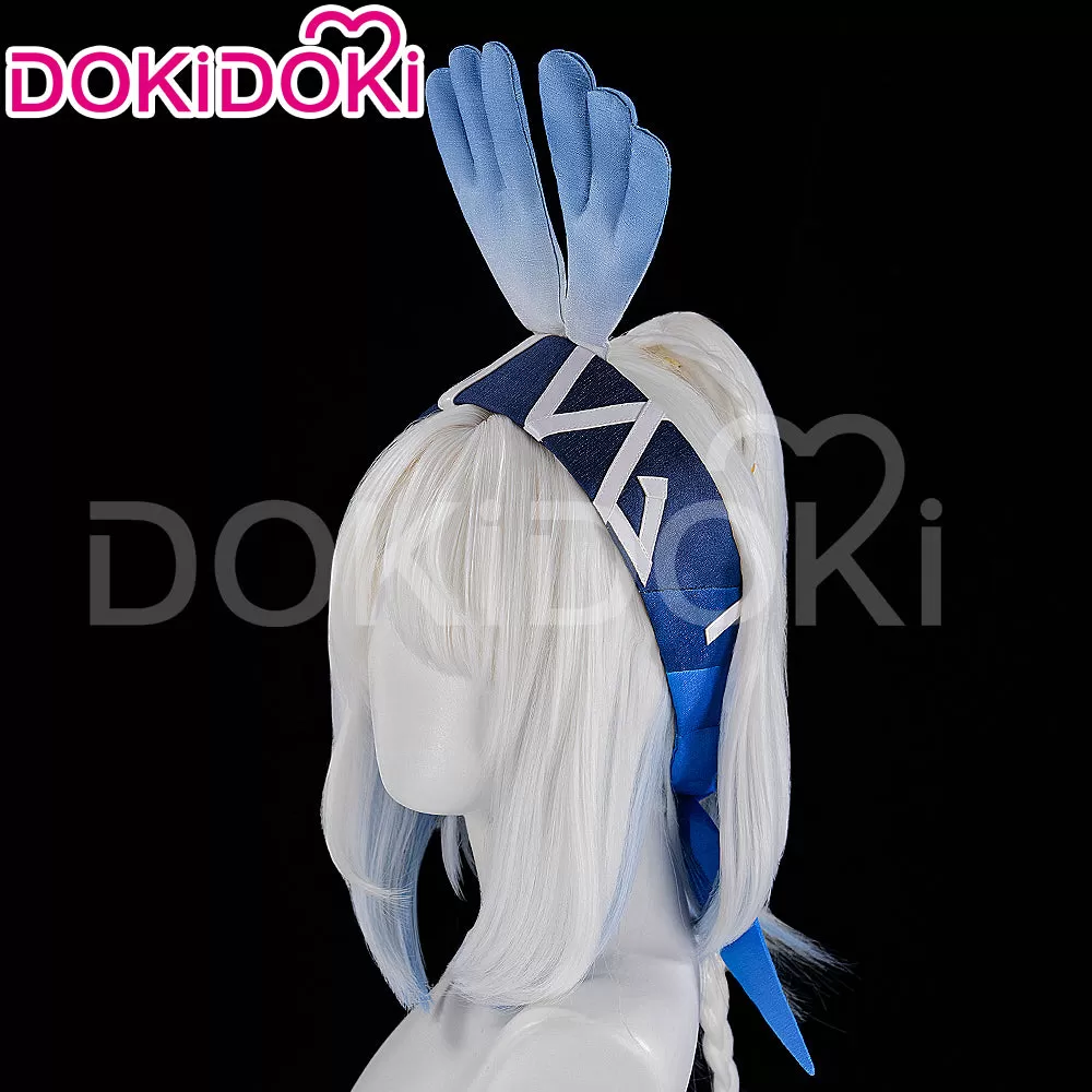 【Wig Ready For Ship】DokiDoki Game Genshin Impact Cosplay Mualani Wig / Accessories Headwear Long Straight White Blue Hair Natlan