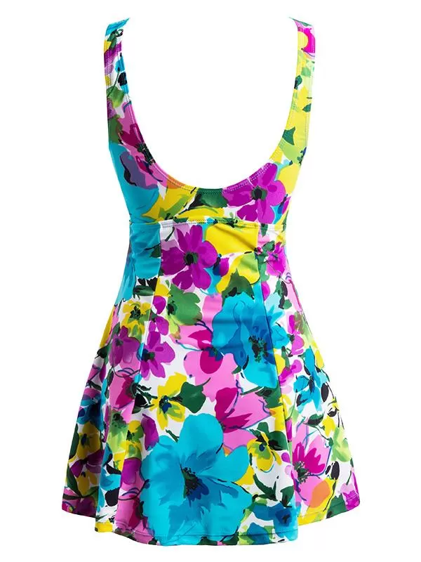 Women's Push Up One Piece Swimsuit Floral Slimming Swimdress