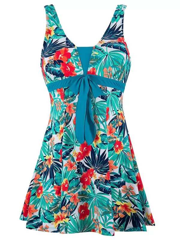 Women's Push Up One Piece Swimsuit Floral Slimming Swimdress